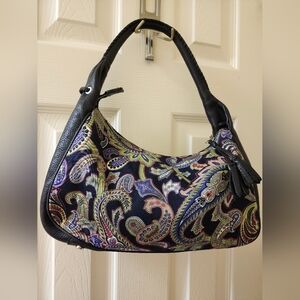 Talbots Black and Multicolor Paisley Bag